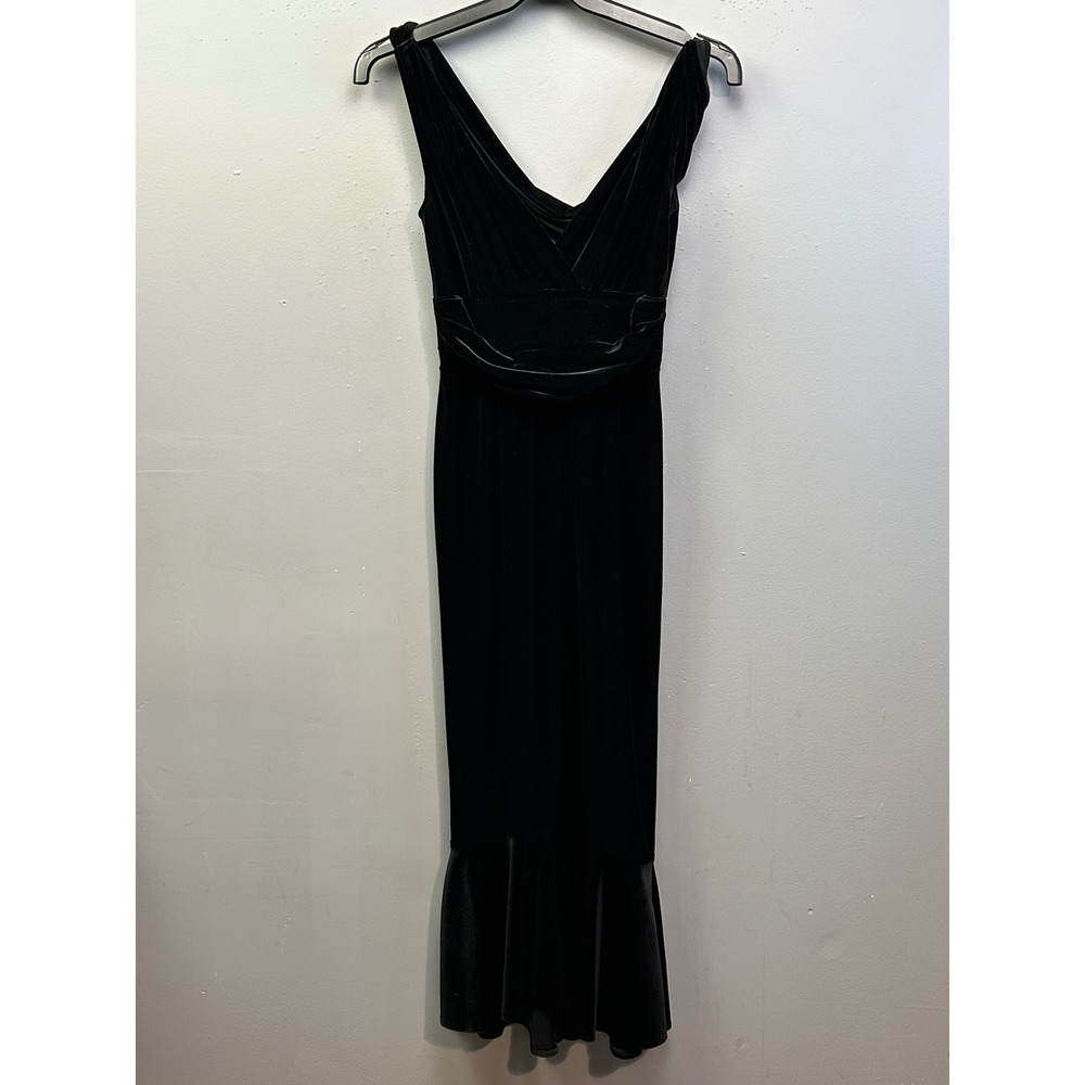 Stop Staring! Dress Womens Medium Black Velvet Mermaid V-Neck Cowl‎ Back Maxi